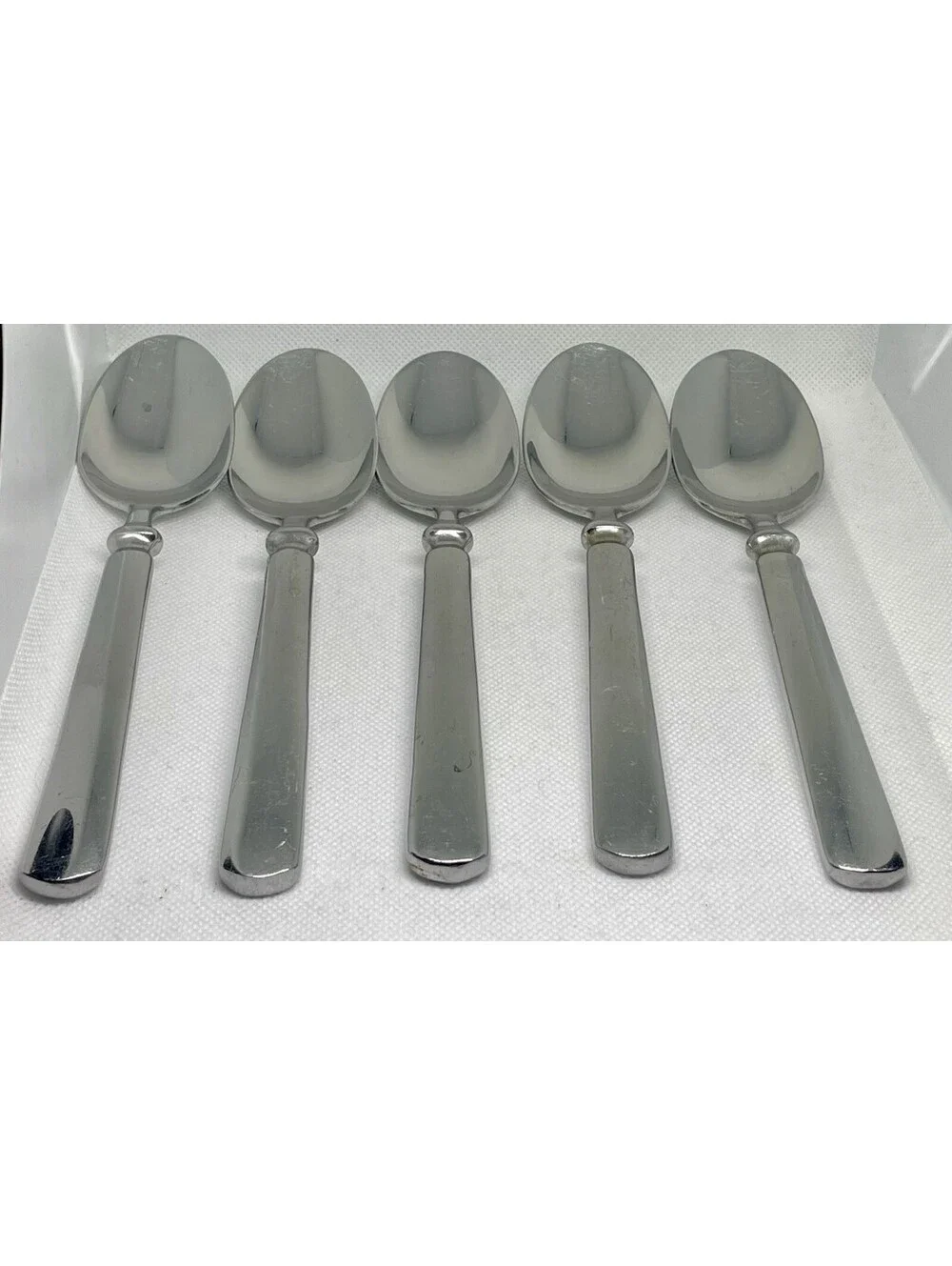 (5) Martha Stewart Essentials EMPIRE MSE Stainless China Place Spoon Lot ~ 7.75”